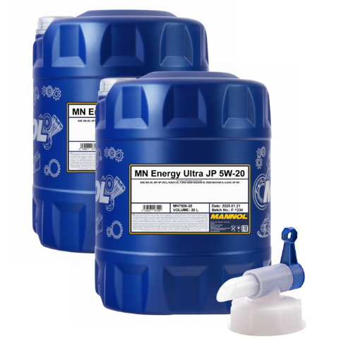 40 Liter (2x20) MANNOL Energy Ultra JP 5W-20 API SP (RC) Motoröl + Ablasshahn