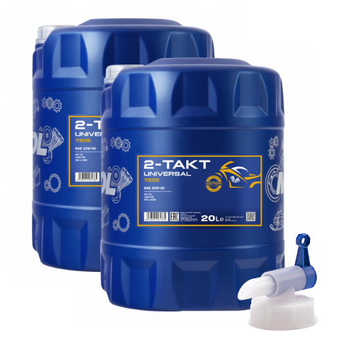 40 Liter (2x20) MANNOL 2-Takt Universal 7205 API TC Motorradöl + 1x Ablasshahn