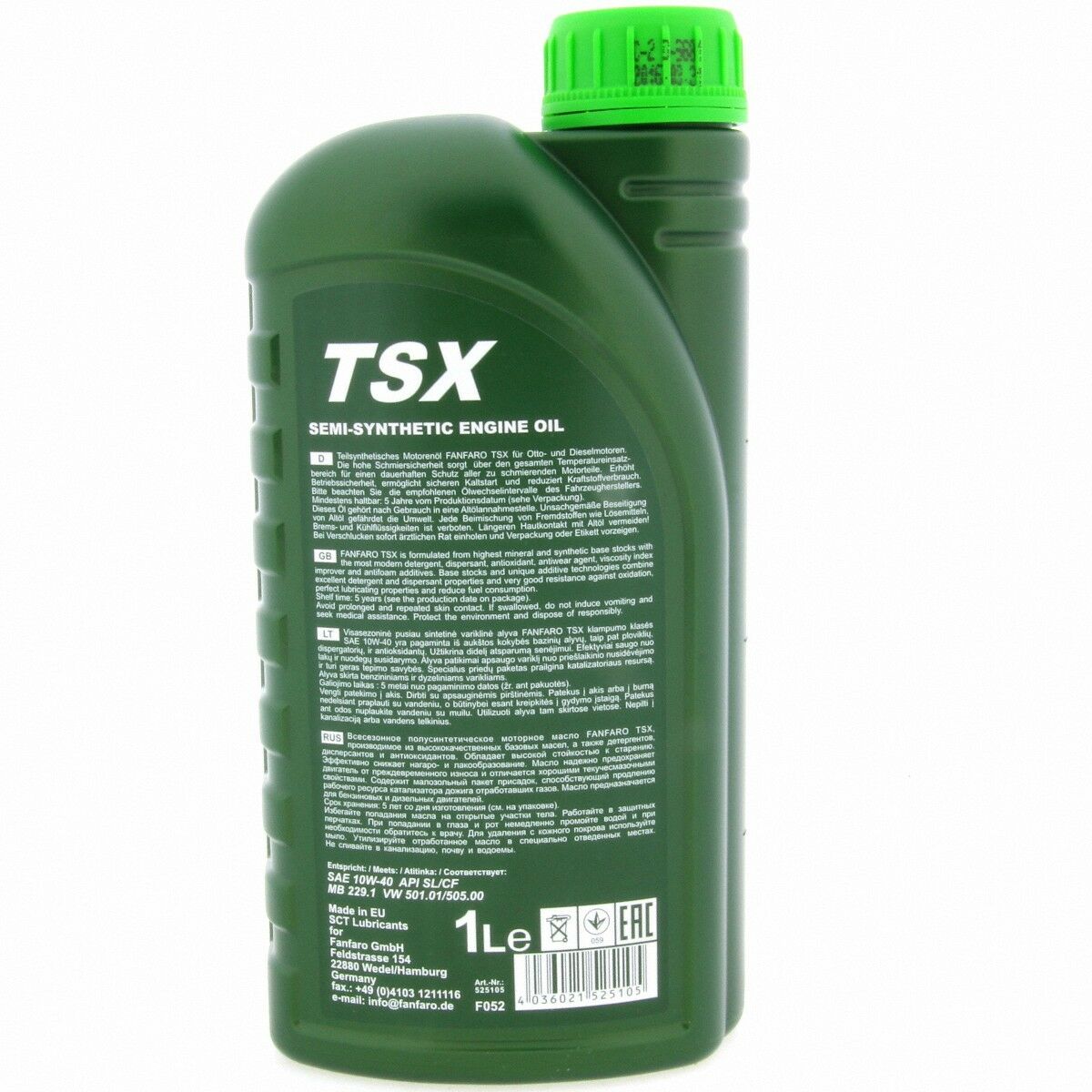 1 Liter FANFARO TSX 10W-40 SN Motoröl MB 229.1 passend für VW 501.01 505.00 Economy-Class-Motorenöl