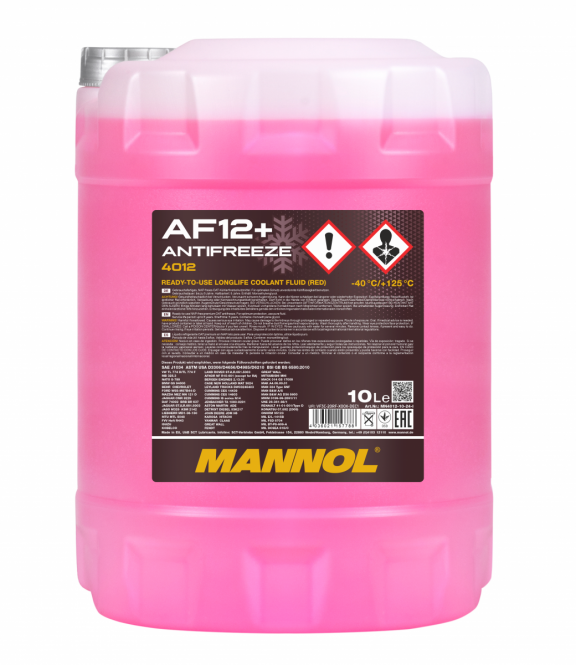 10 Liter (1x10) MANNOL Antifreeze AF12+ Frostschutz Fertiggemisch rot -40°C G12+