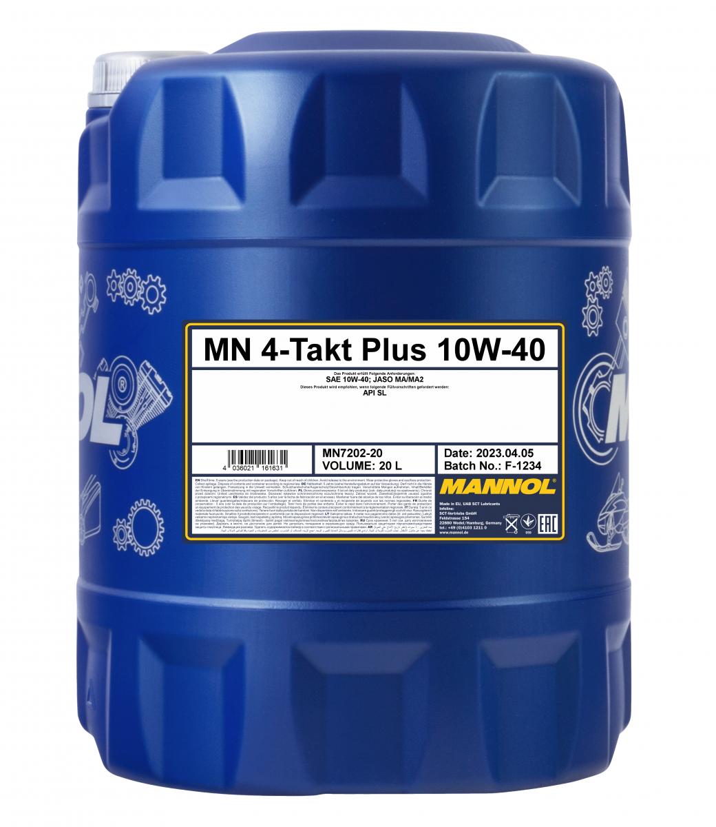 80 Liter (4x20) MANNOL 4-Takt Plus 10W-40 7202 API SL Motorradöl