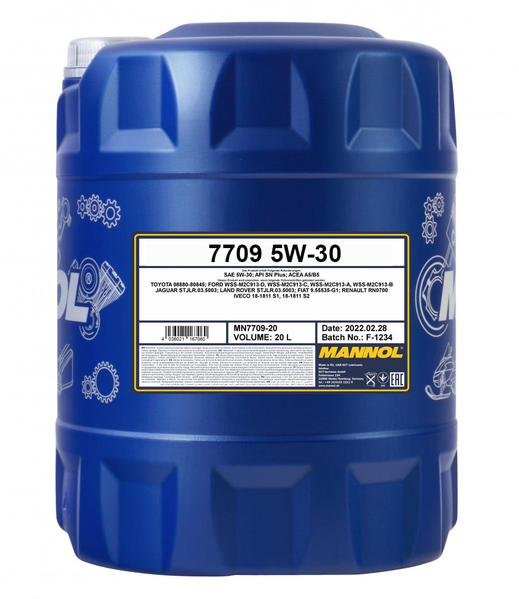 20 Liter MANNOL 7709 Motoröl 5W-30 ACEA A5/B5 passend für Toyota Lexus API SN+