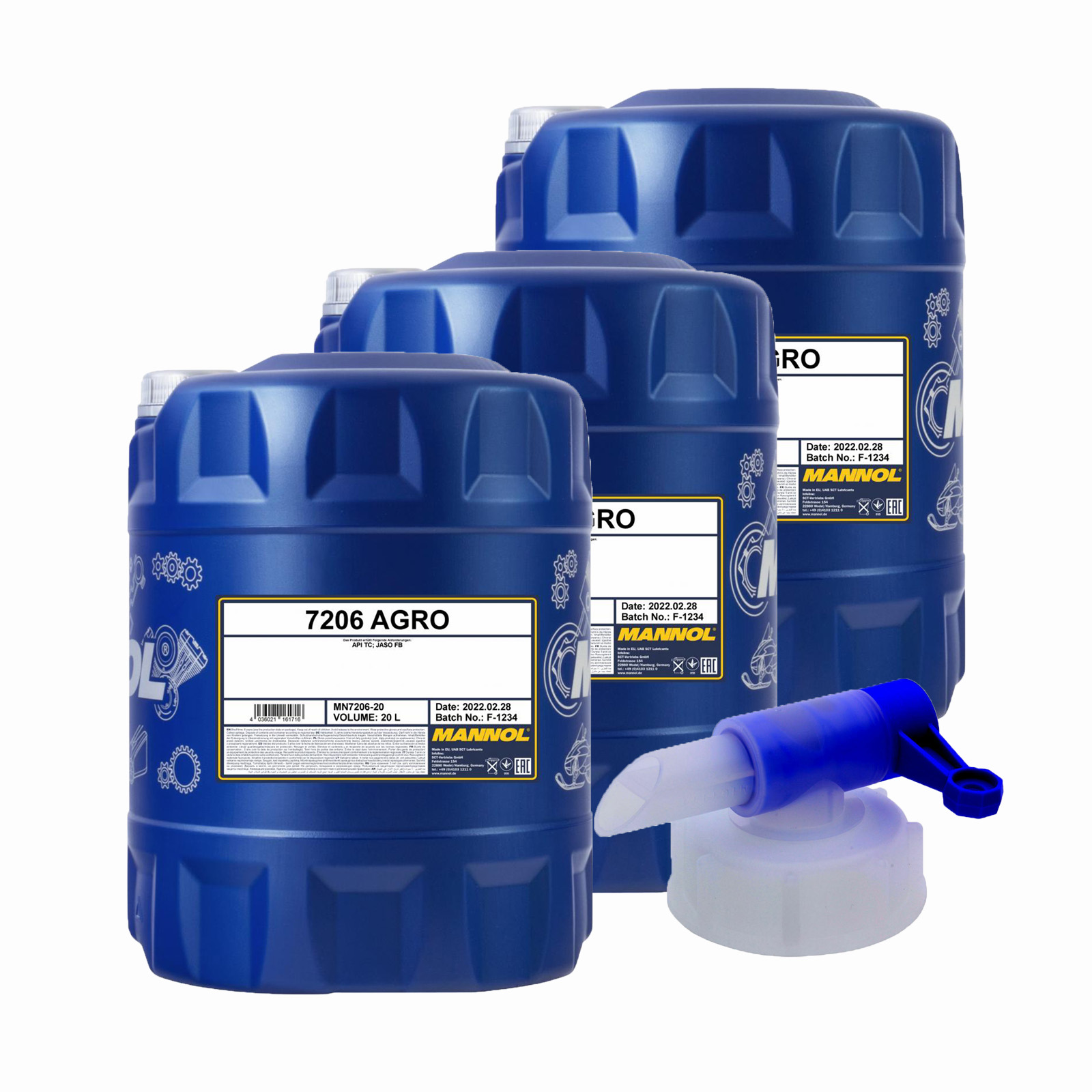 60 Liter MANNOL Agro TC Öl für Gartengeräte Rasenmäher-Öl + Ablasshahn