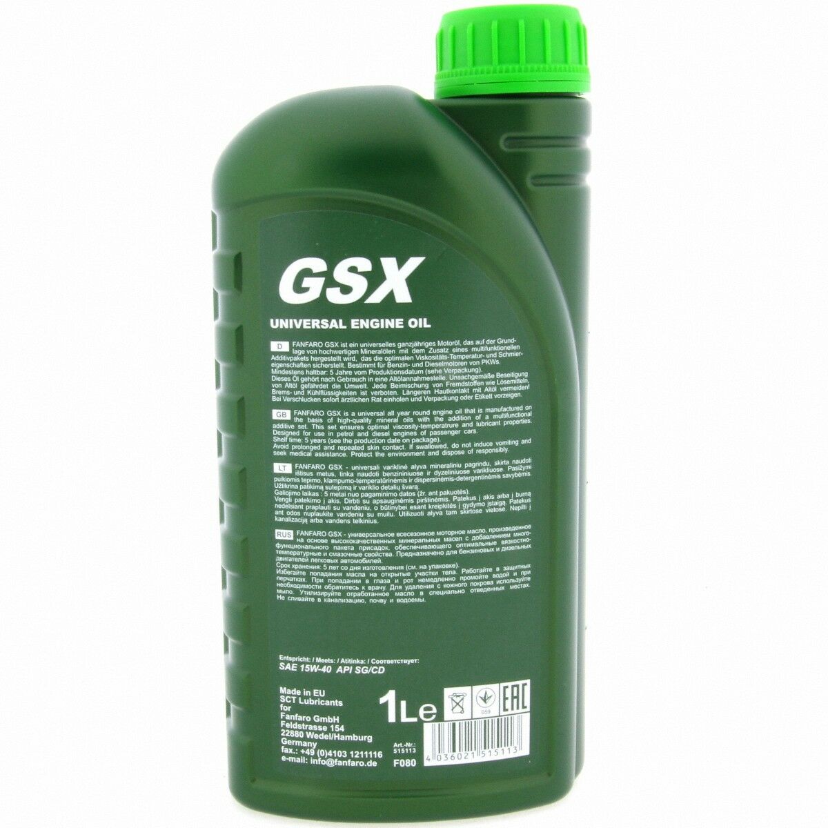 1 Liter FANFARO GSX 15W-40 API SN CH-4 Motoröl Universal Engine Oil