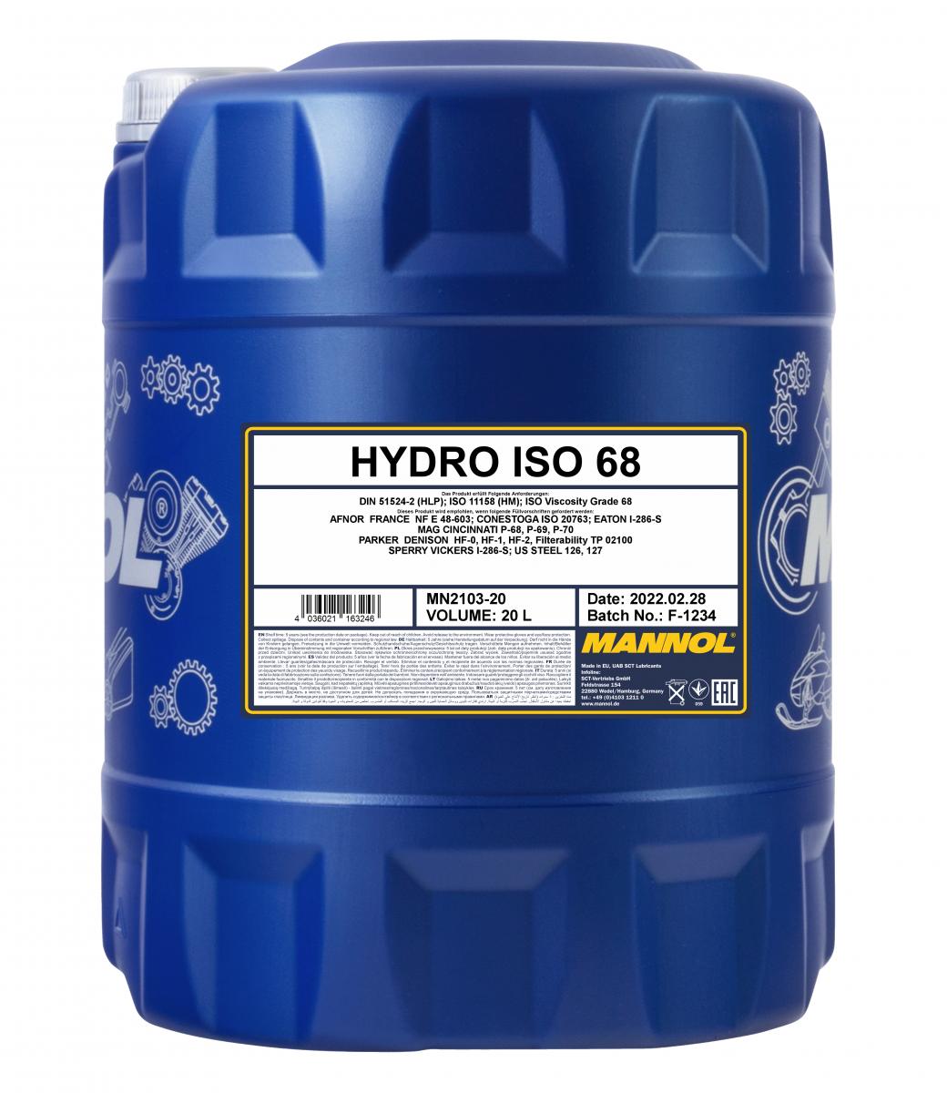 20L MANNOL 2103 Hydro ISO 68 Hydrauliköl Hydraulikflüssigkeit HLP68 DIN51524/2 20L MANNOL 2103 Hydro ISO 68 Hydrauliköl Hydraulikflüssigkeit HLP68 DIN51524/2