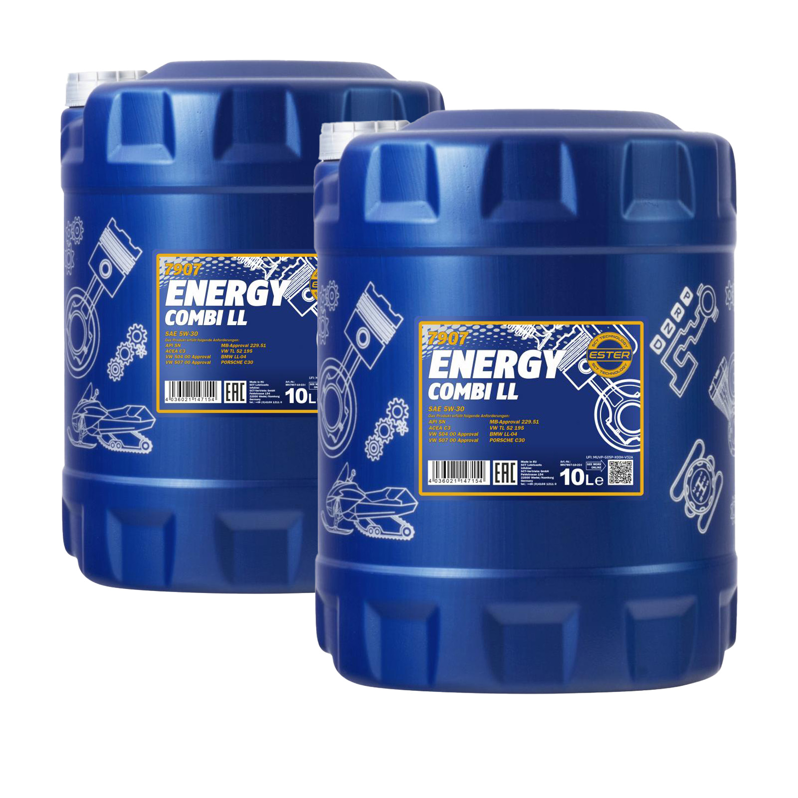 20 Liter (2x10) MANNOL Energy Combi LL Motoröl 5W-30 API SN 5W30 VW BMW MERCEDES