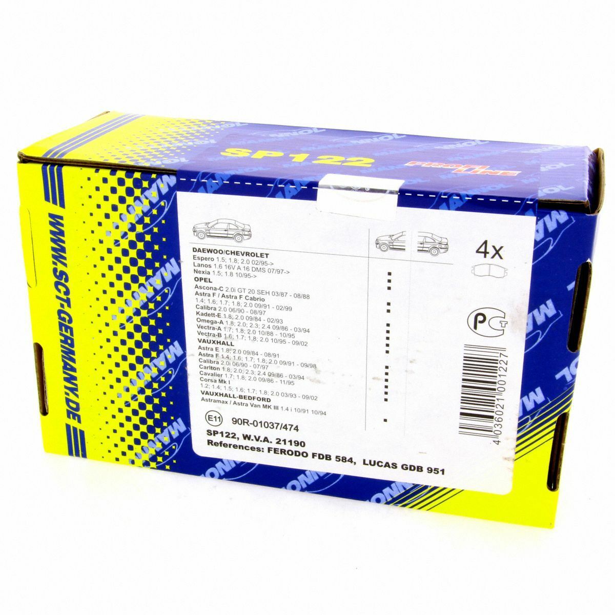 SCT Bremsbeläge SP122PR Bremsklötze Bremsbelagsatz Bremsen vorne passend für Opel Daewoo