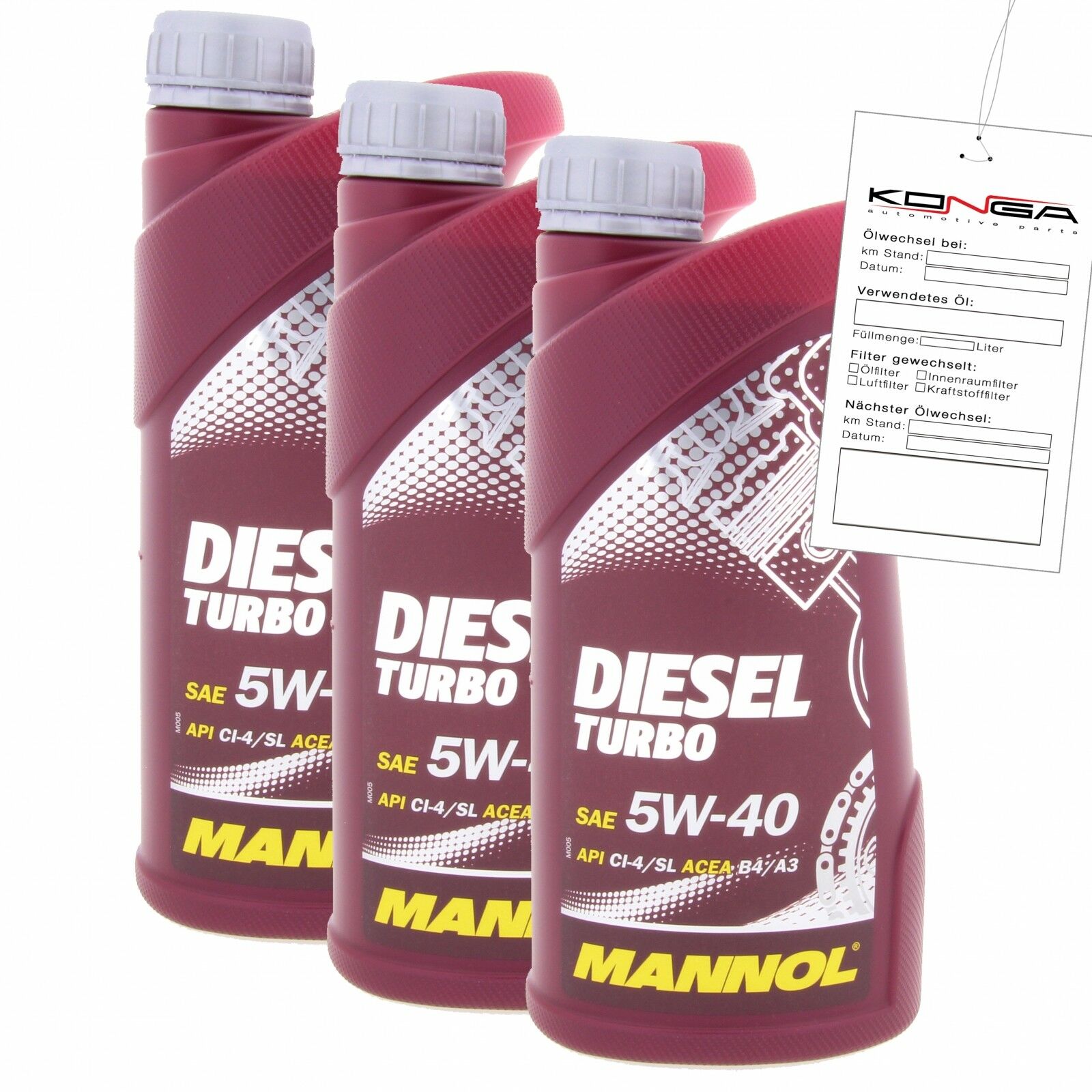 3 Liter (3x1) MANNOL Diesel Turbo 5W-40 API CI-4/SN Motoröl 5W40 4036021101101