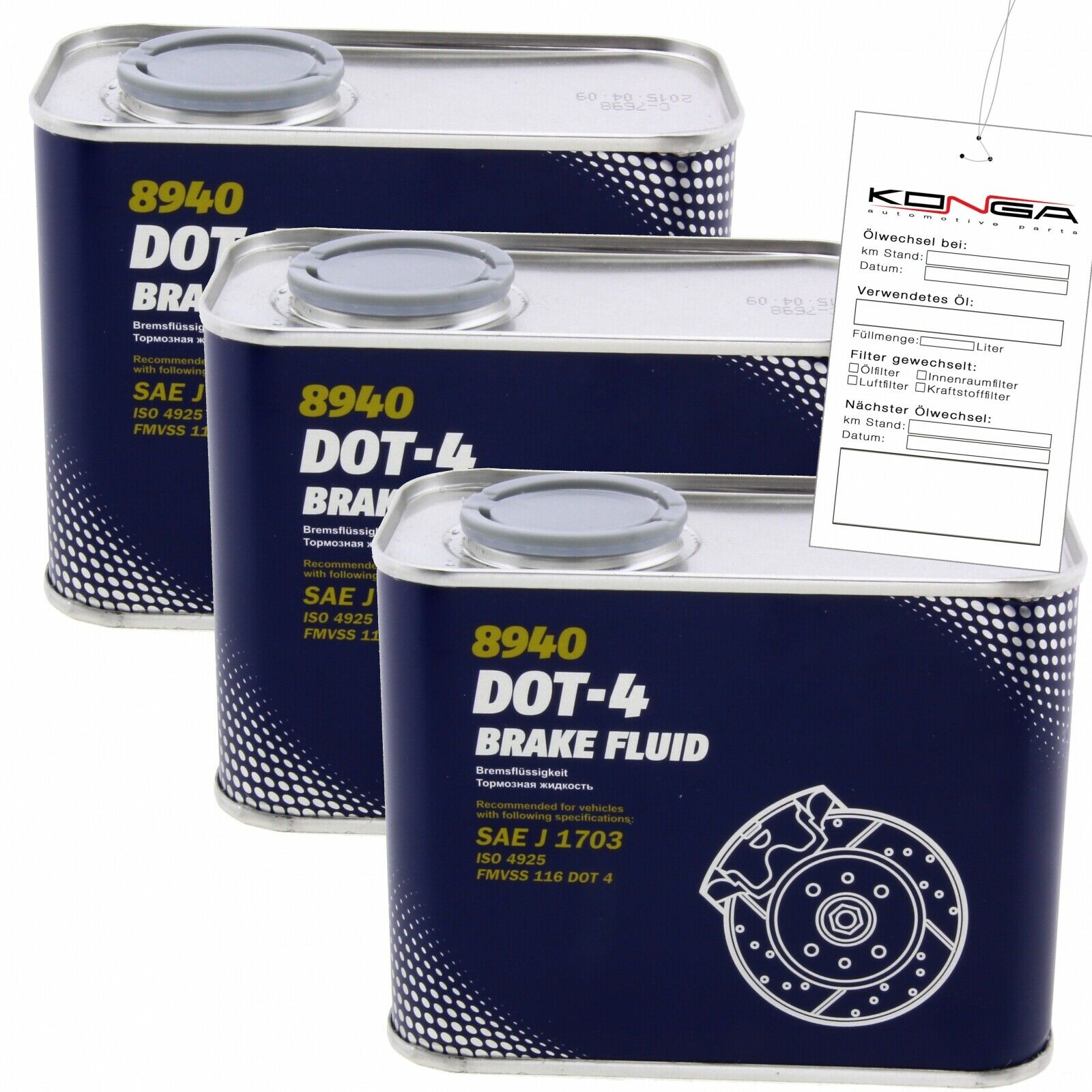 3x 0,5 Liter 8940 MANNOL Bremsflüssigkeit Brake Fluid DOT-4 Bremse