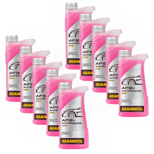 10 Liter (10x1) MANNOL Antifreeze AF12+ Frostschutz Fertiggemisch rot -40°C G12+