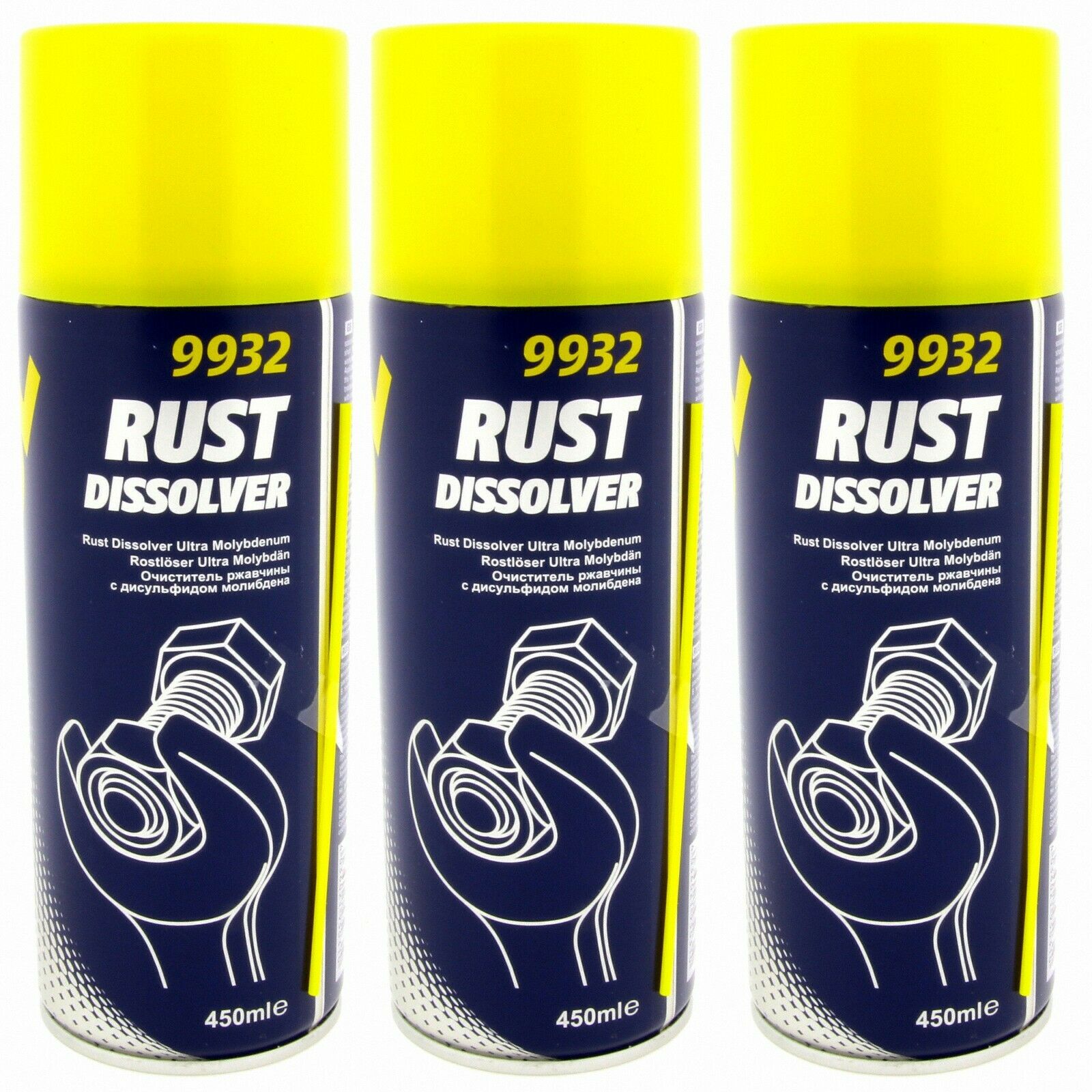 3x 450ml MANNOL 9932 Rust Dissolver Rostlöser Rostentferner Kriechöl Molybdän