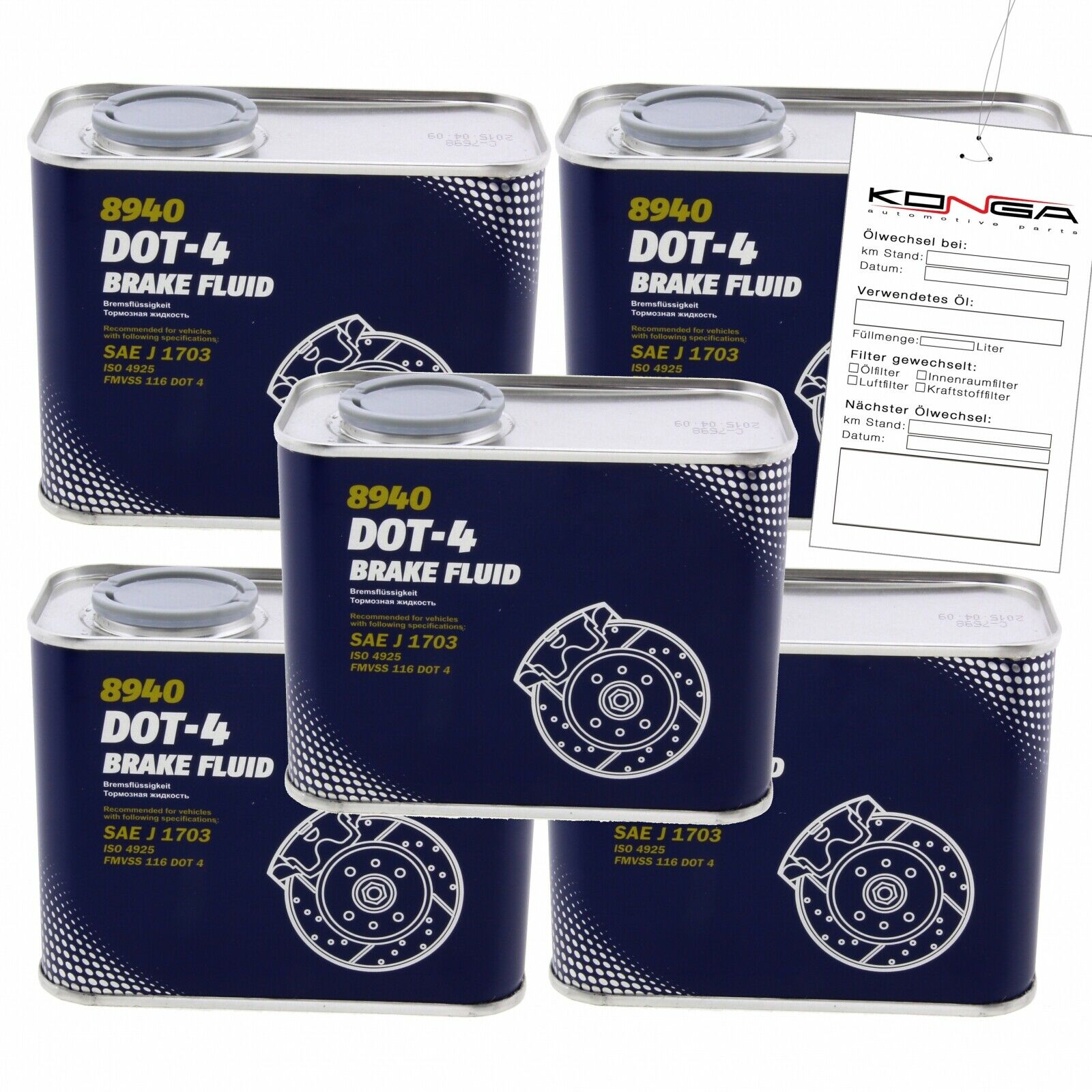 5x 0,5 Liter 8940 MANNOL Bremsflüssigkeit Brake Fluid DOT-4 Bremse