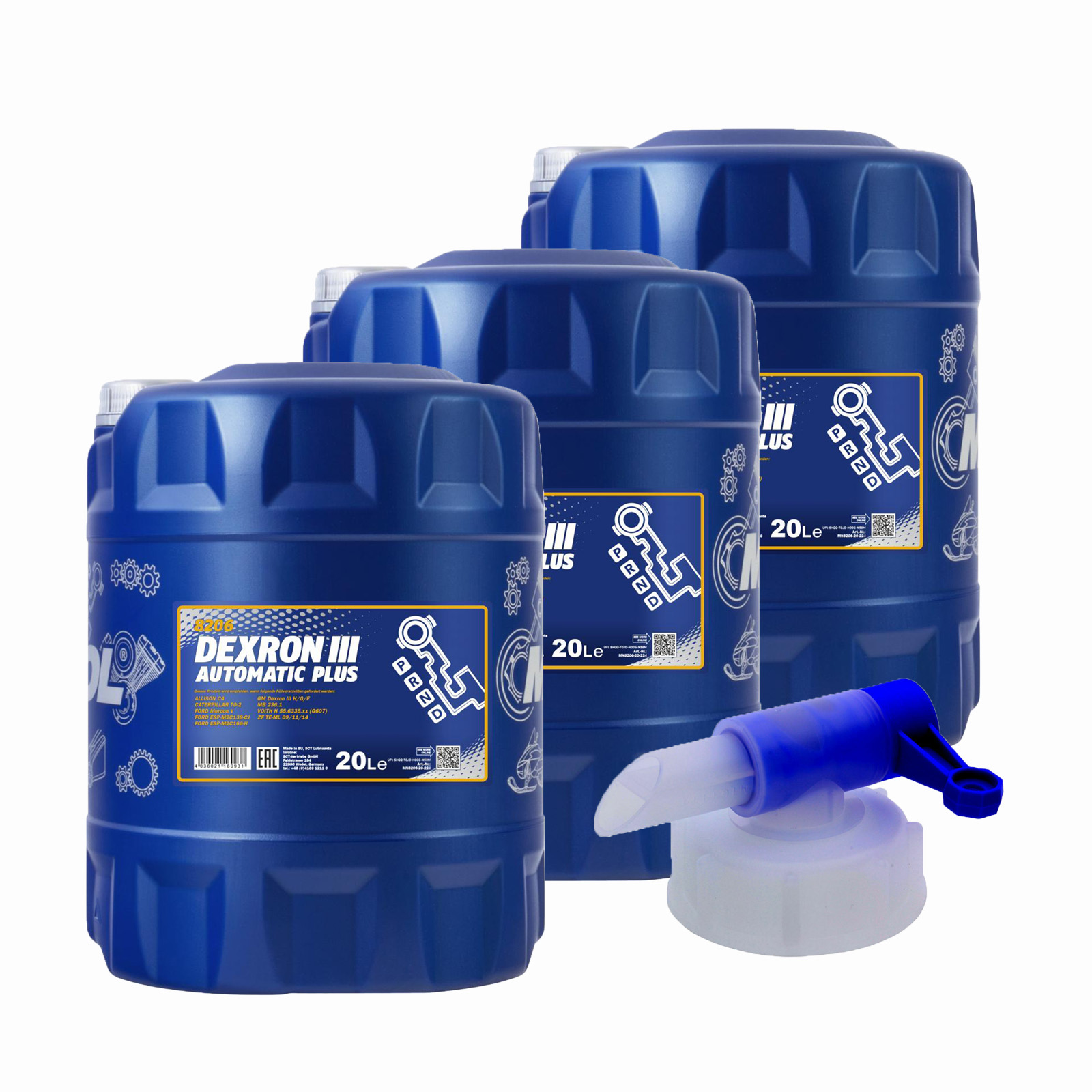60 Liter MANNOL Dexron III Automatic Plus Getriebeöl Automatikgetriebe Ablasshahn