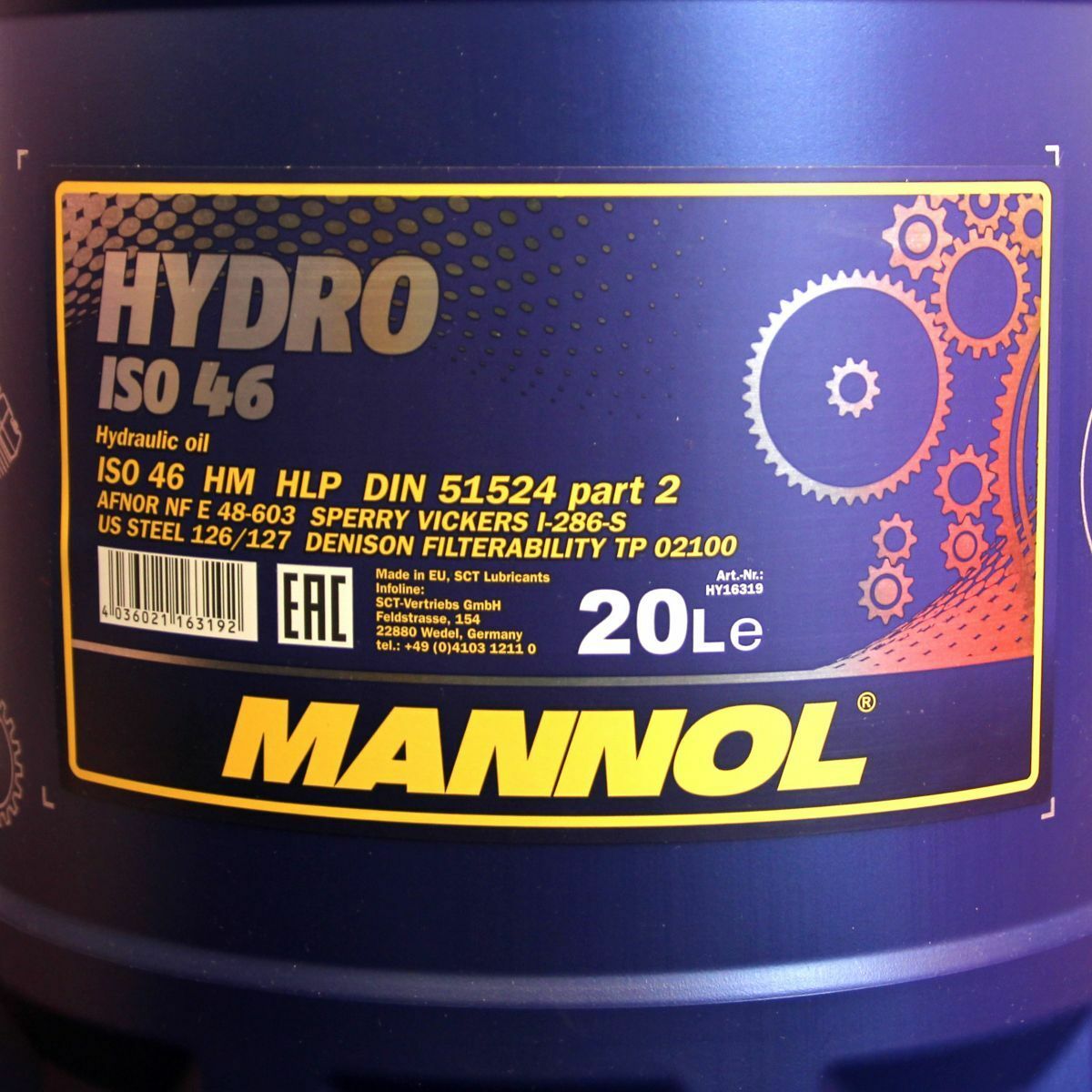 20 Liter MANNOL Hydro ISO 46 + Ablasshahn DENISON HF-2 HF-0 AFNOR 48600 ASLE