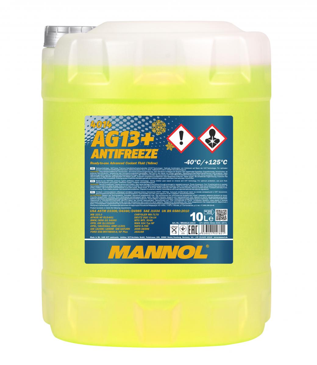 40 Liter (4x10) MANNOL AG13+ Kühlflüssigkeit Antifreeze Fertiggemisch -40°C gelb G13+