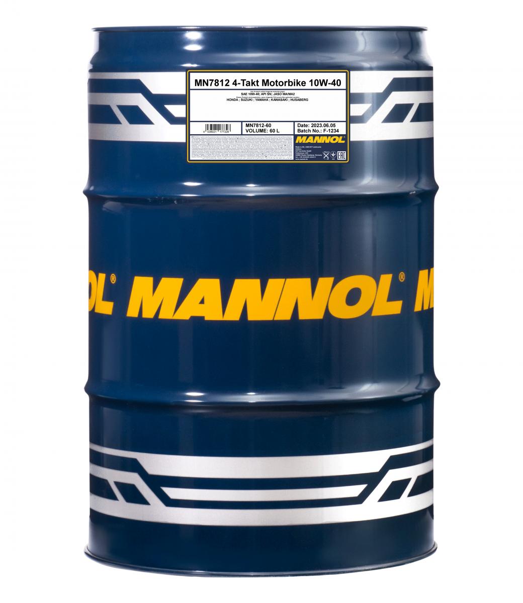 60 Liter MANNOL 4-Takt Motorbike 10W-40 7812 API SN JASO MA/MA2 Motorradöl