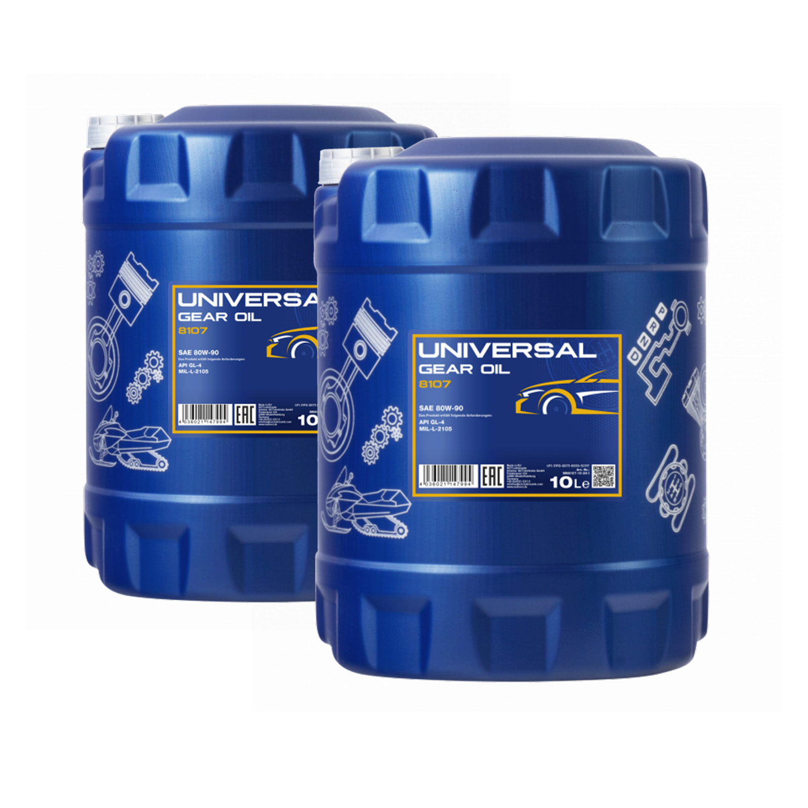 20 Liter (2x10) MANNOL Universal Getriebeöl 80W-90 API GL 4 80W90 Getriebe Öl