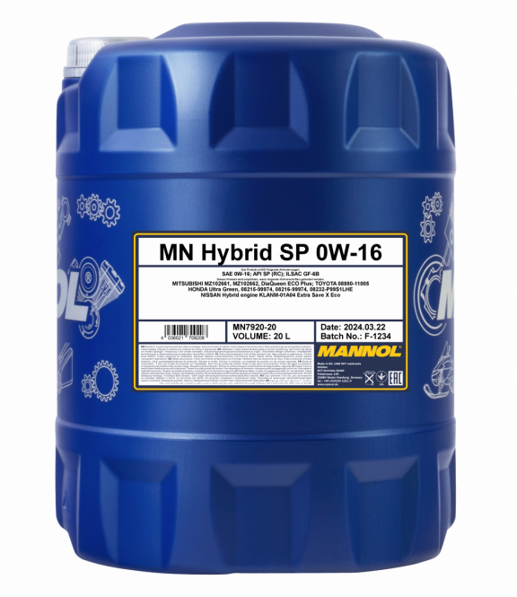 40 Liter (2x20) MANNOL Hybrid SP 0W-16 7920 API SP (RC) ILSAC GF-6B 40 Liter (2x20) MANNOL Hybrid SP 0W-16 7920 API SP (RC) ILSAC GF-6B