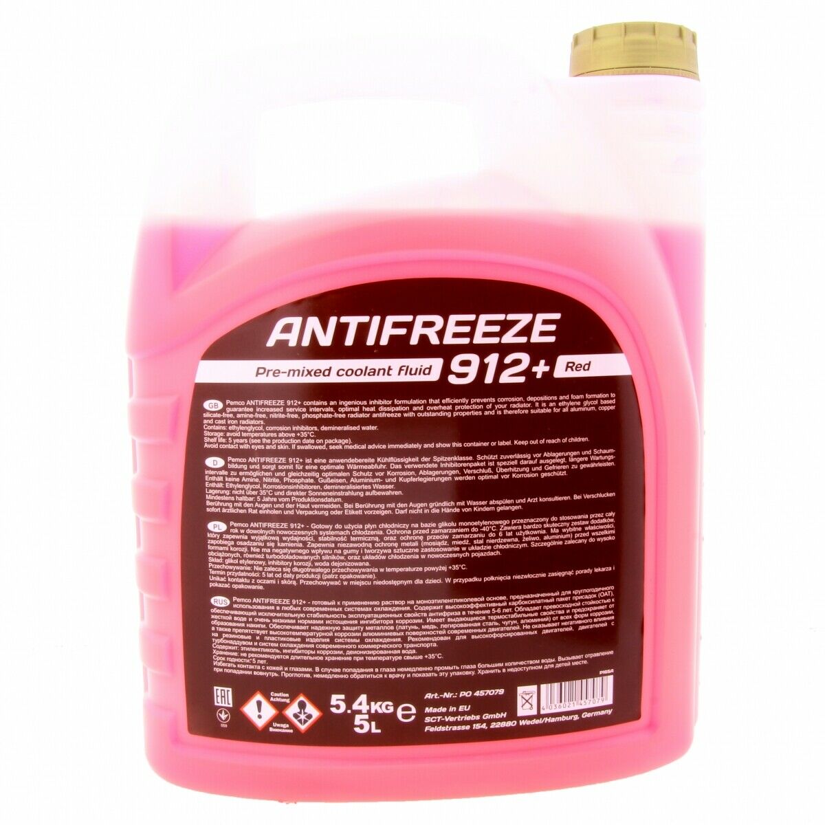 20 Liter (4x5) PEMCO Antifreeze 912+ Kühlerfrostschutz bis -40C rot PM0912