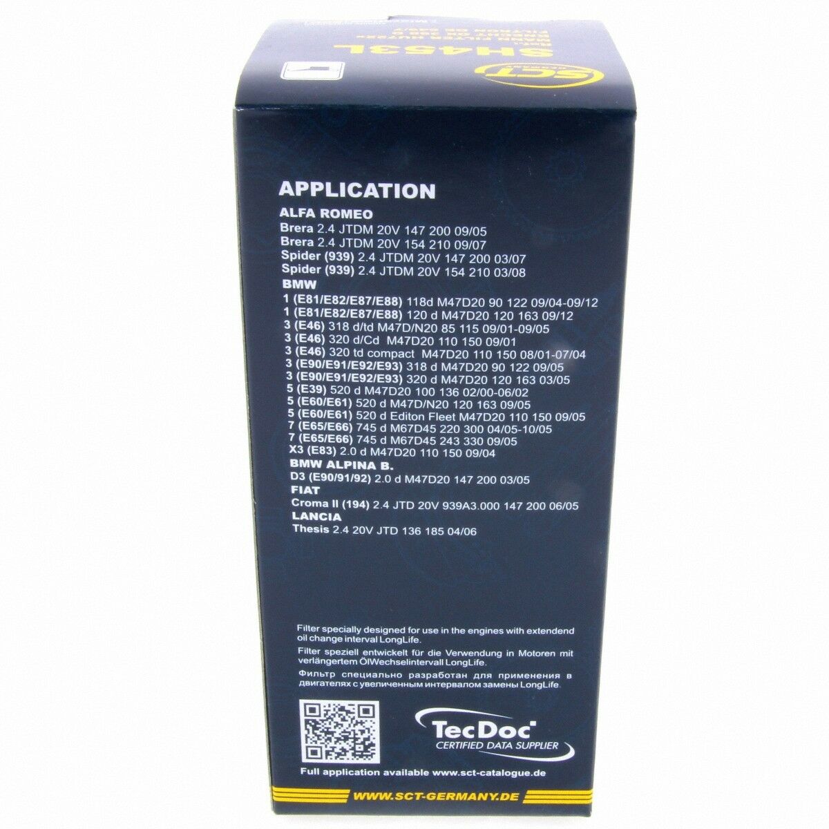 SCT Ölfilter SH453L Filter Servicefilter Patronenfilter passend für Alfa Romeo BMW Fiat