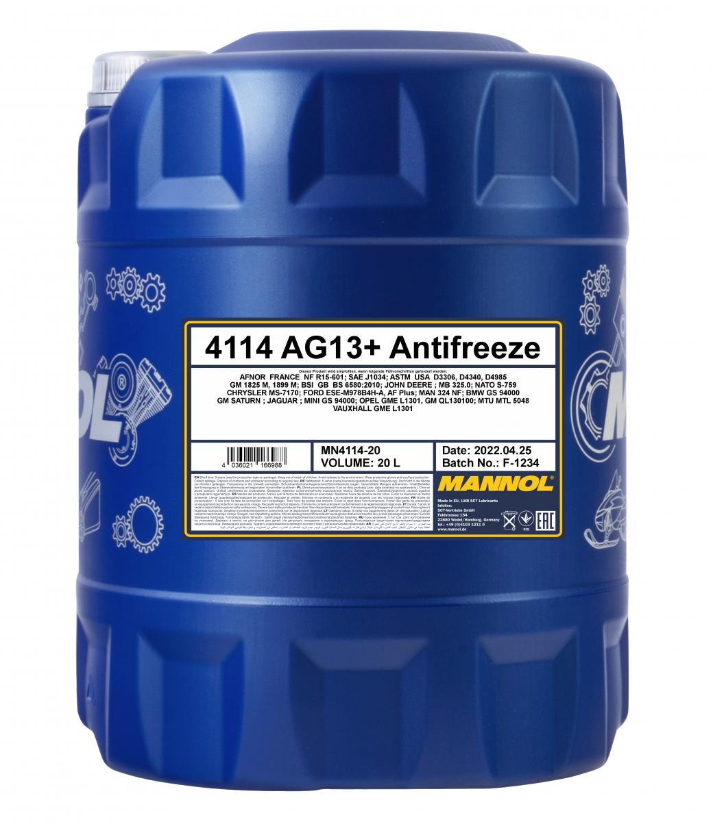 20 L MANNOL Antifreeze AG13+ Advanced Kühlflüssigkeit Konzentrat + 1x Ablasshahn