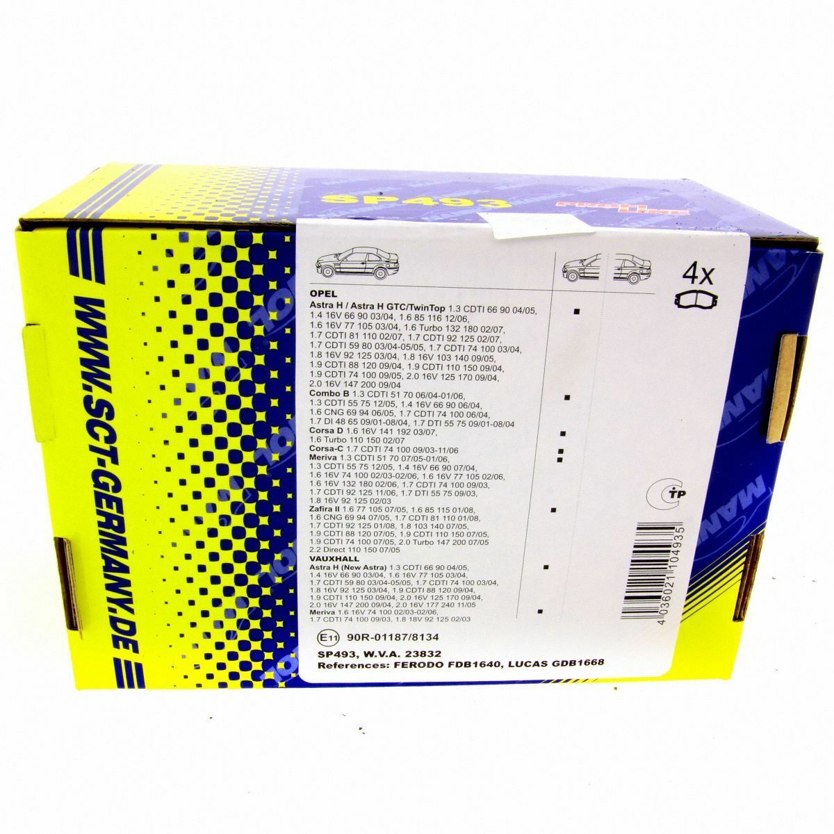 SCT Bremsbeläge SP 493 Bremsklötze Bremsbelagsatz Wechselsatz vorne Opel