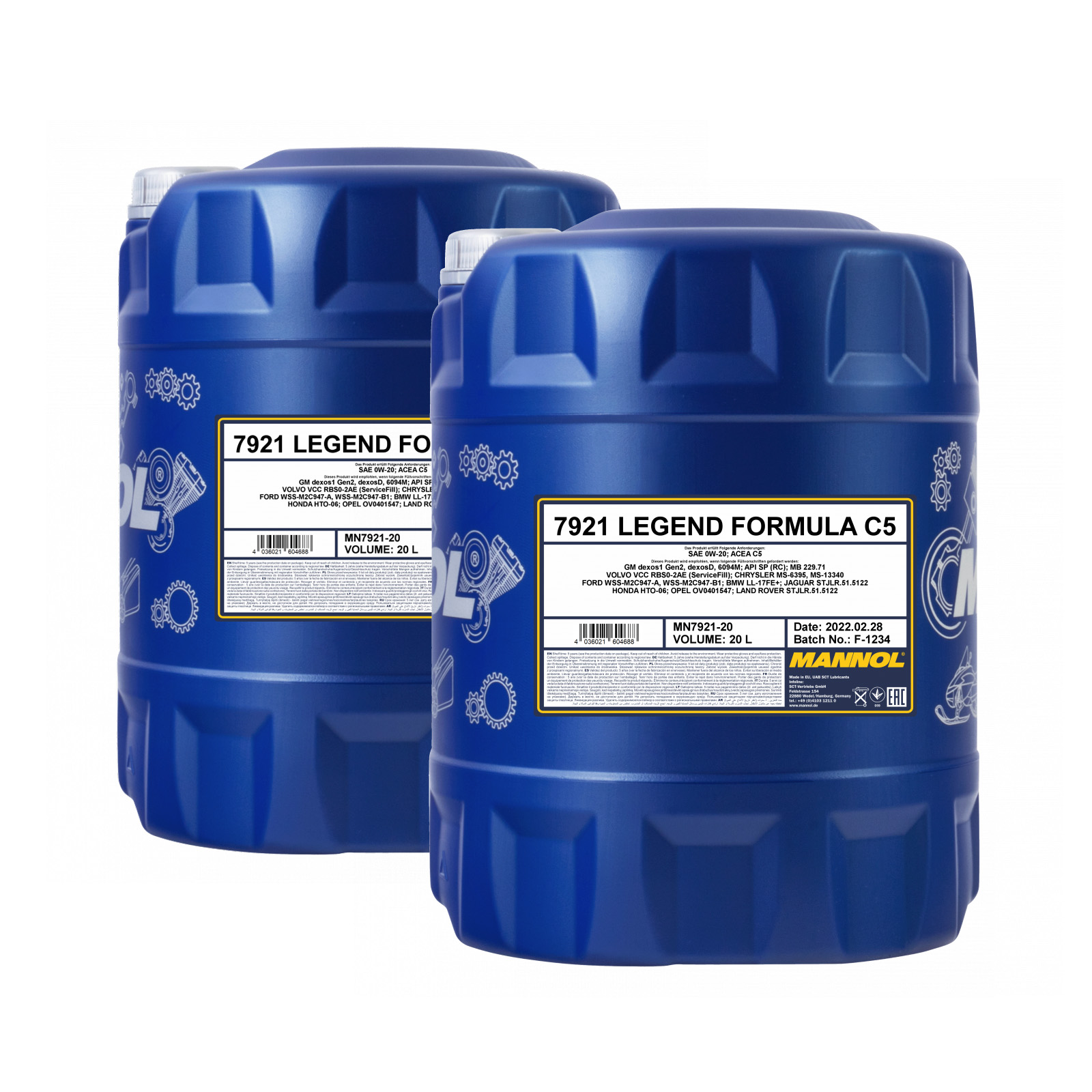40 Liter (2x20) MANNOL Legend Formula C5 0W-20 7921 API SP (RC)