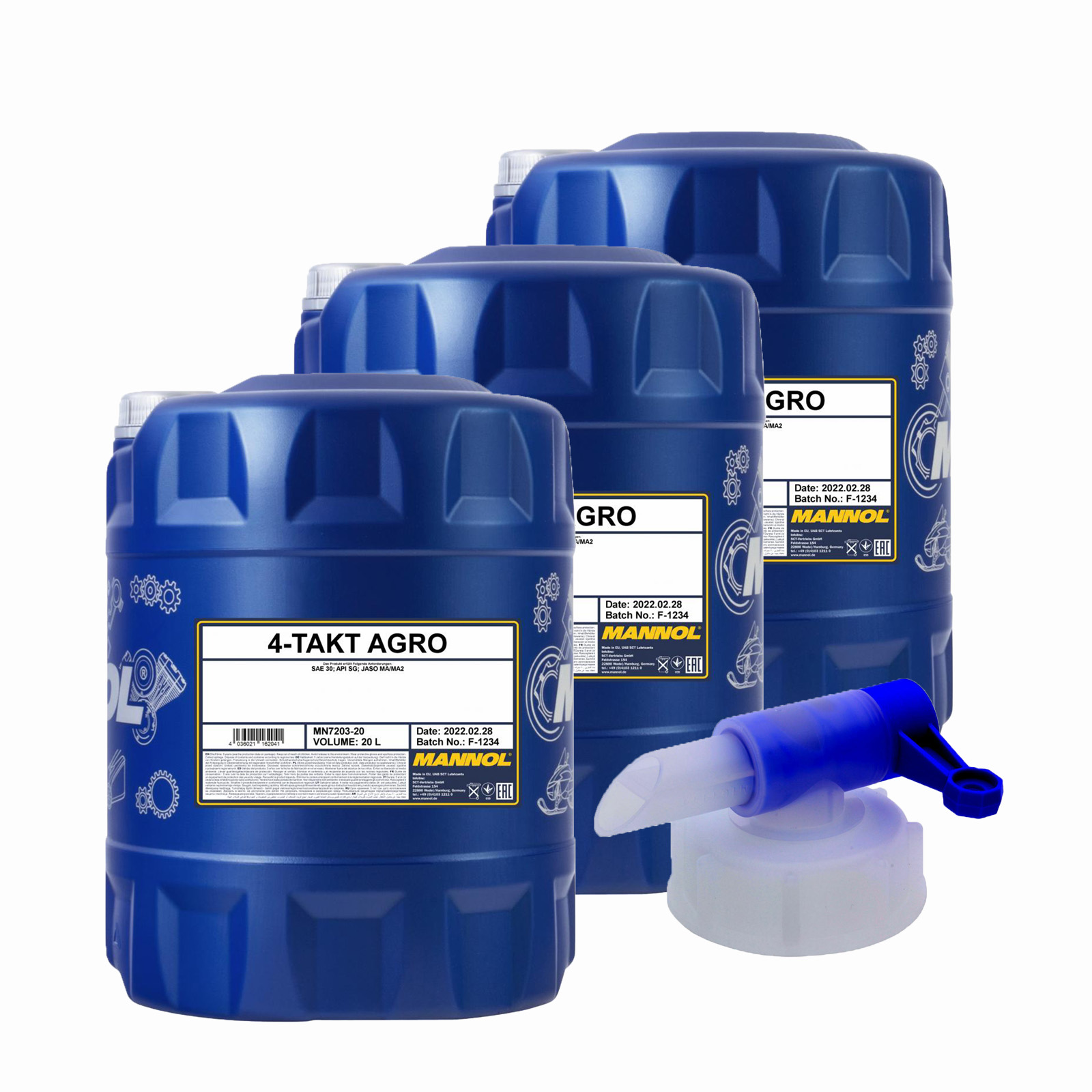 60 Liter (3x20) MANNOL 4-Takt Agro 7203 SAE 30 API SL Motoröl + 1x Ablasshahn 60 Liter (3x20) MANNOL 4-Takt Agro 7203 SAE 30 API SL Motoröl + 1x Ablasshahn