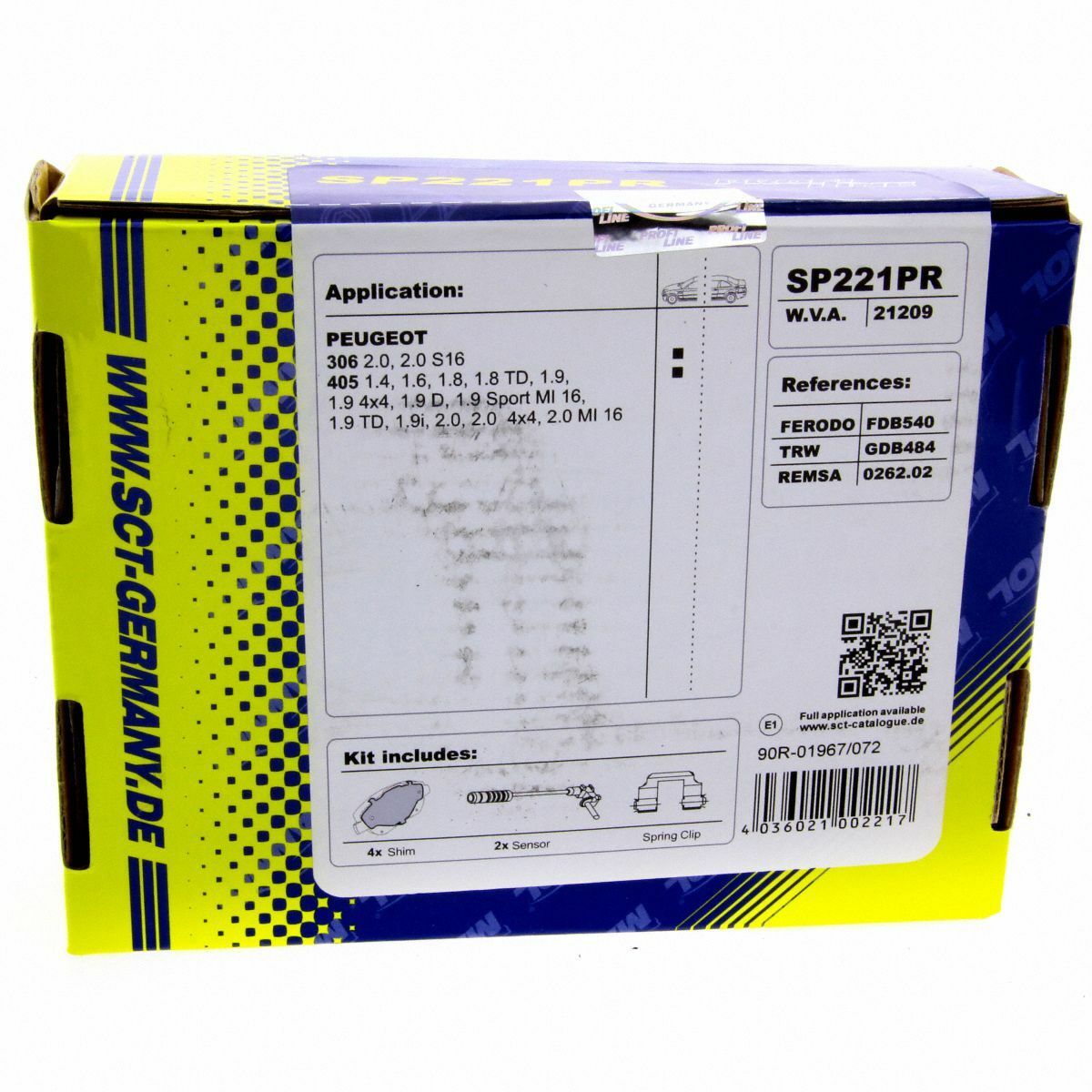 *** SCT Bremsbeläge SP 221 PR Bremsklötze Bremsbelagsatz vorne passend für Peugeot