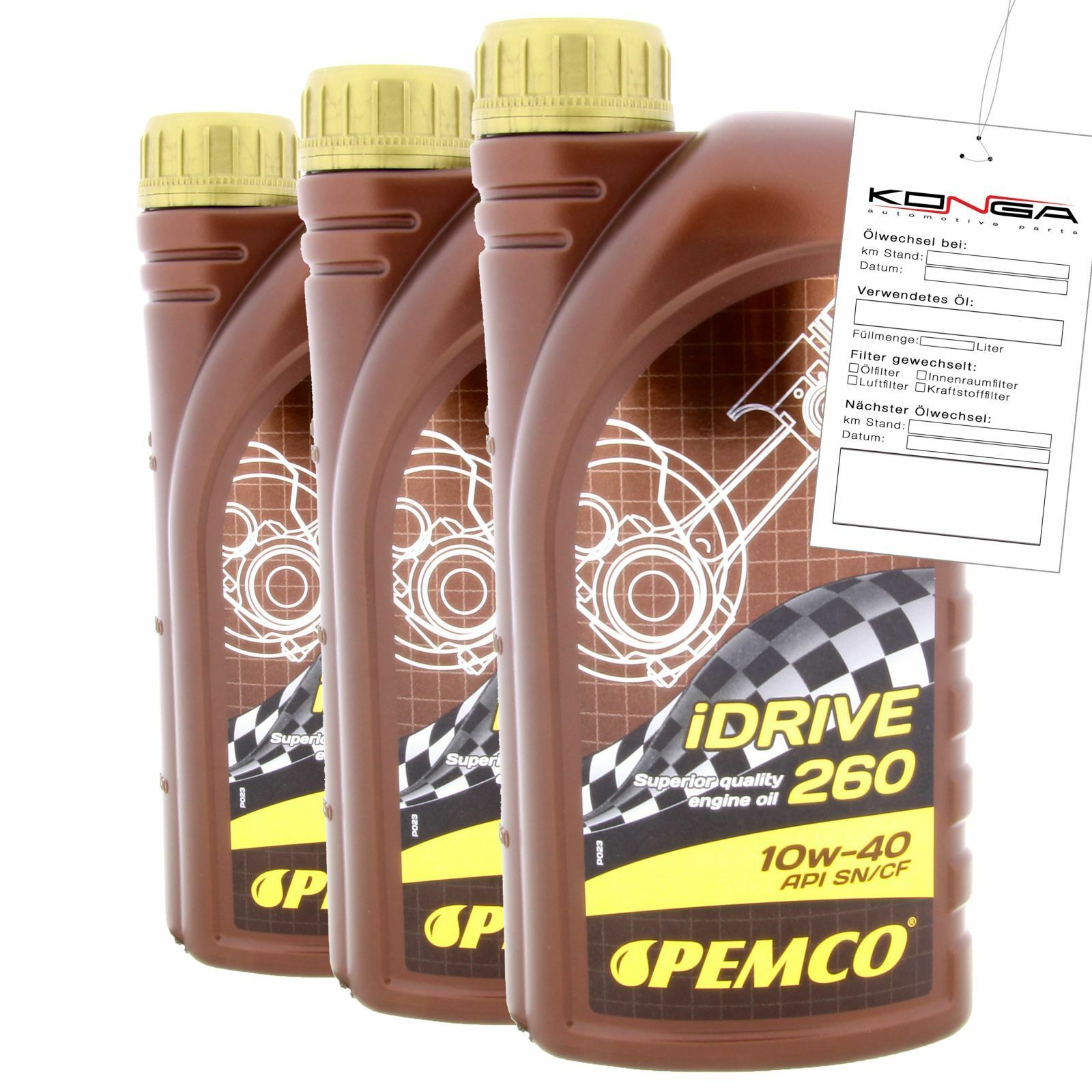 3 Liter (3x1) PEMCO SAE 10W-40 iDrive 260 Motoröl - Classic Motorenöl Schmierung