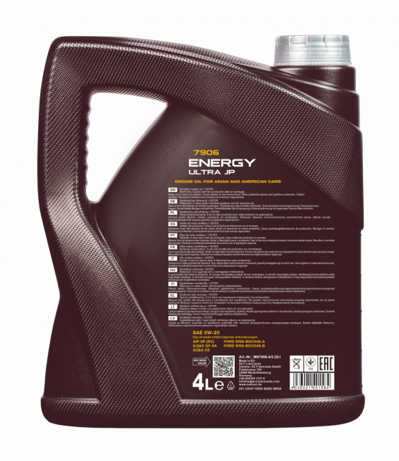 8 Liter (2x4) MANNOL Energy Ultra JP 5W-20 API SP (RC) 7906 Motoröl