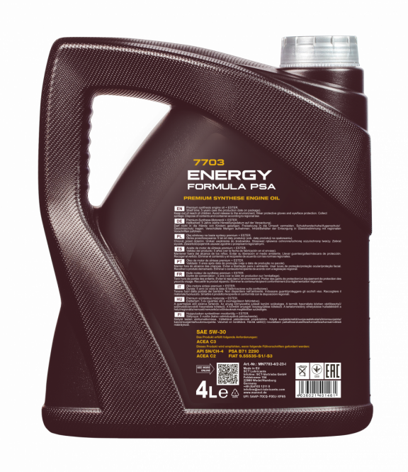 4 Liter MANNOL Energy Formula PSA MN7703 Motoröl 5W-30 API SN/CH-4
