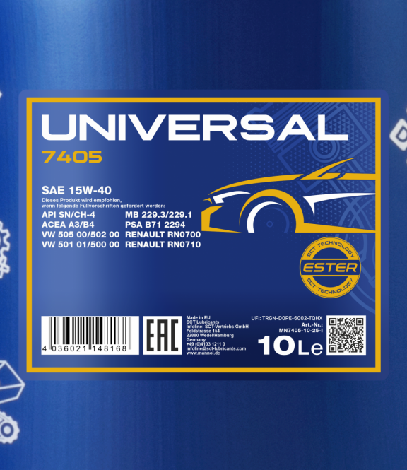 10 Liter MANNOL Universal Motoröl 15W-40 API SN/CH-4 SAE 15W-40