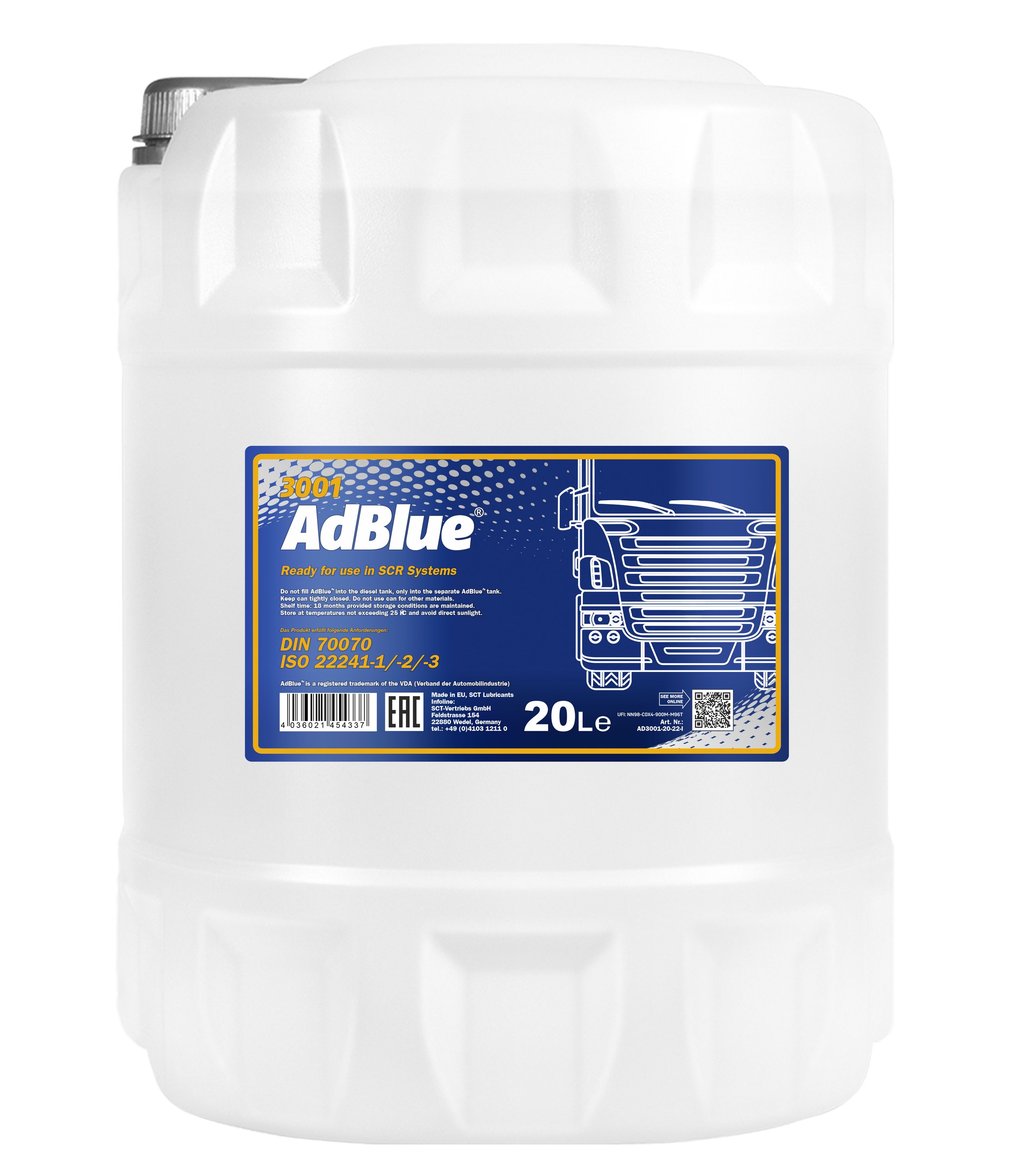 20 Liter (1x20) MANNOL ready-to-use AdBlue® SCR Diesel TDI Additiv Harnstofflösung 20 Liter (1x20) MANNOL ready-to-use AdBlue® SCR Diesel TDI Additiv Harnstofflösung
