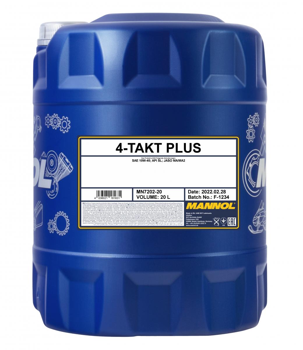 20 Liter MANNOL 4-Takt Plus 10W-40 7202 API SL JASO MA/MA2 Motoröl Motorradöl 