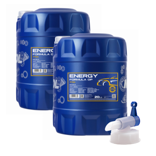 40 Liter (2x20) MANNOL Energy Formula OP 7701 5W-30 Motoröl + 1x Ablasshahn