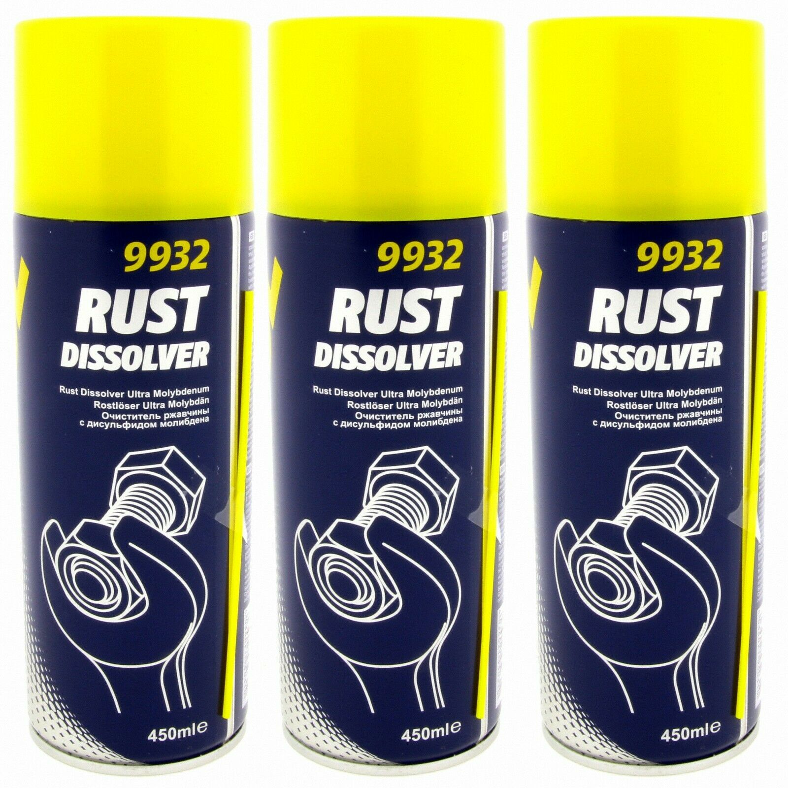 3x 450ml MANNOL 9932 Rust Dissolver Rostlöser Rostentferner