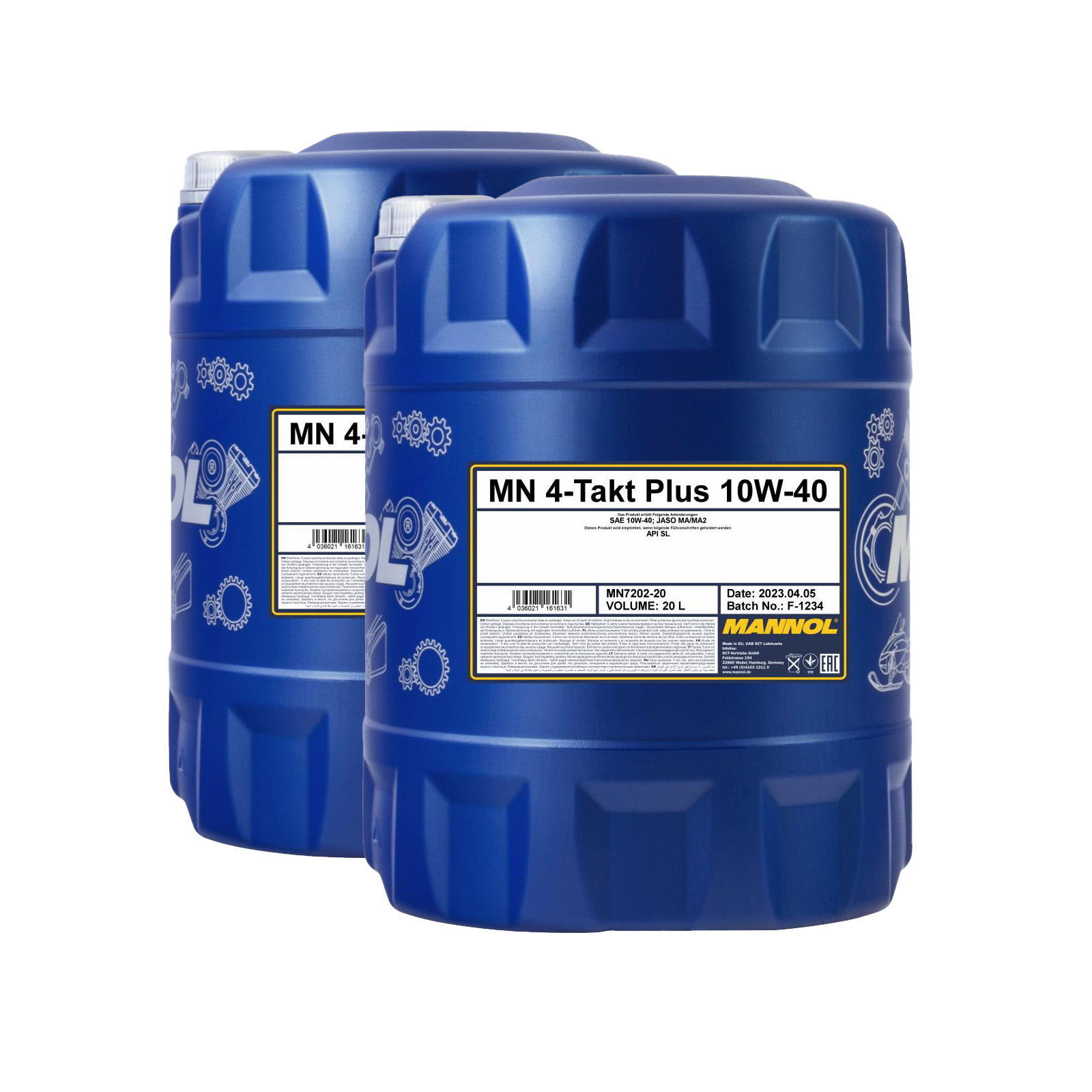 40 Liter (2x20) MANNOL 4-Takt Plus 10W-40 7202 API SL Motorradöl