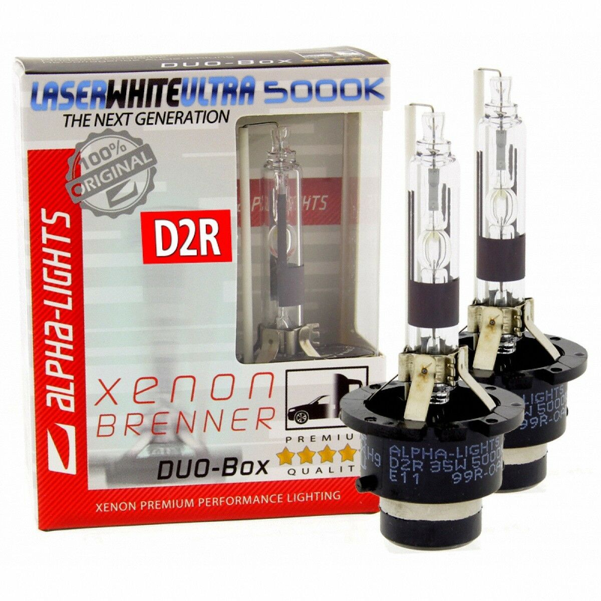 ALPHA-Lights Laser White Ultra D2R 5000K Xenon Brenner 35W 2 Lampen DUO-Set