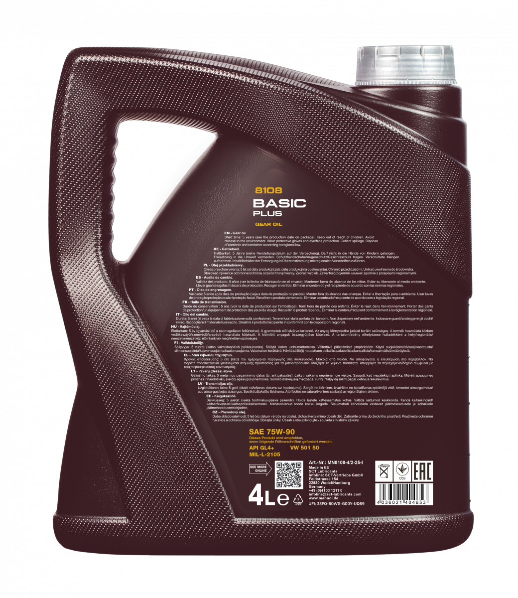 4 Liter MANNOL Basic Plus 75W-90 API GL 4+ Getriebeöl 75W90 Öl