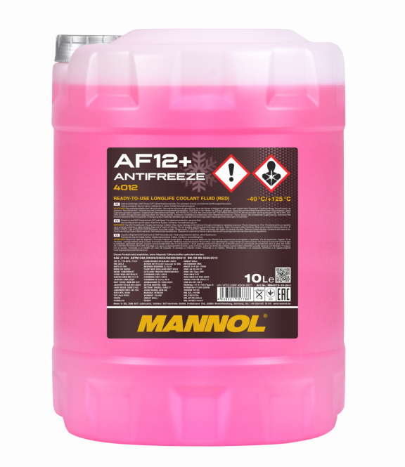 10 Liter (1x10) MANNOL Antifreeze AF12+ Frostschutz Fertiggemisch rot -40°C G12+