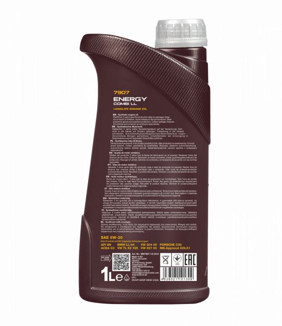 3 Liter (3x1) MANNOL Energy Combi LL 5W-30 API SN Motoröl 5W30 4036021101309