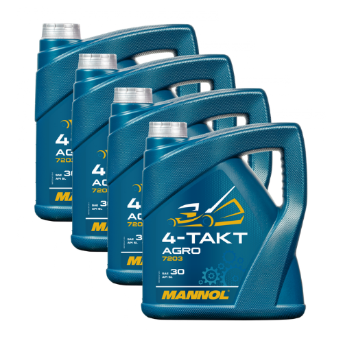 16 Liter (4x4) MANNOL 4-Takt Agro 7203 SAE 30 API SL Motoröl für Gartengeräte