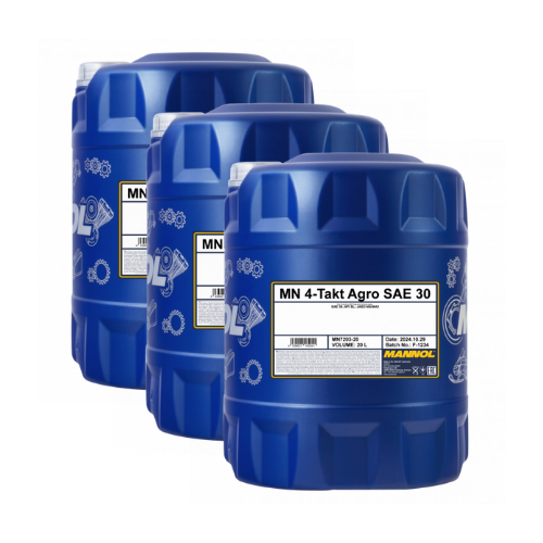 60 Liter (3x20) MANNOL 4-Takt Agro 7203 SAE 30 API SL Motoröl für Gartengeräte