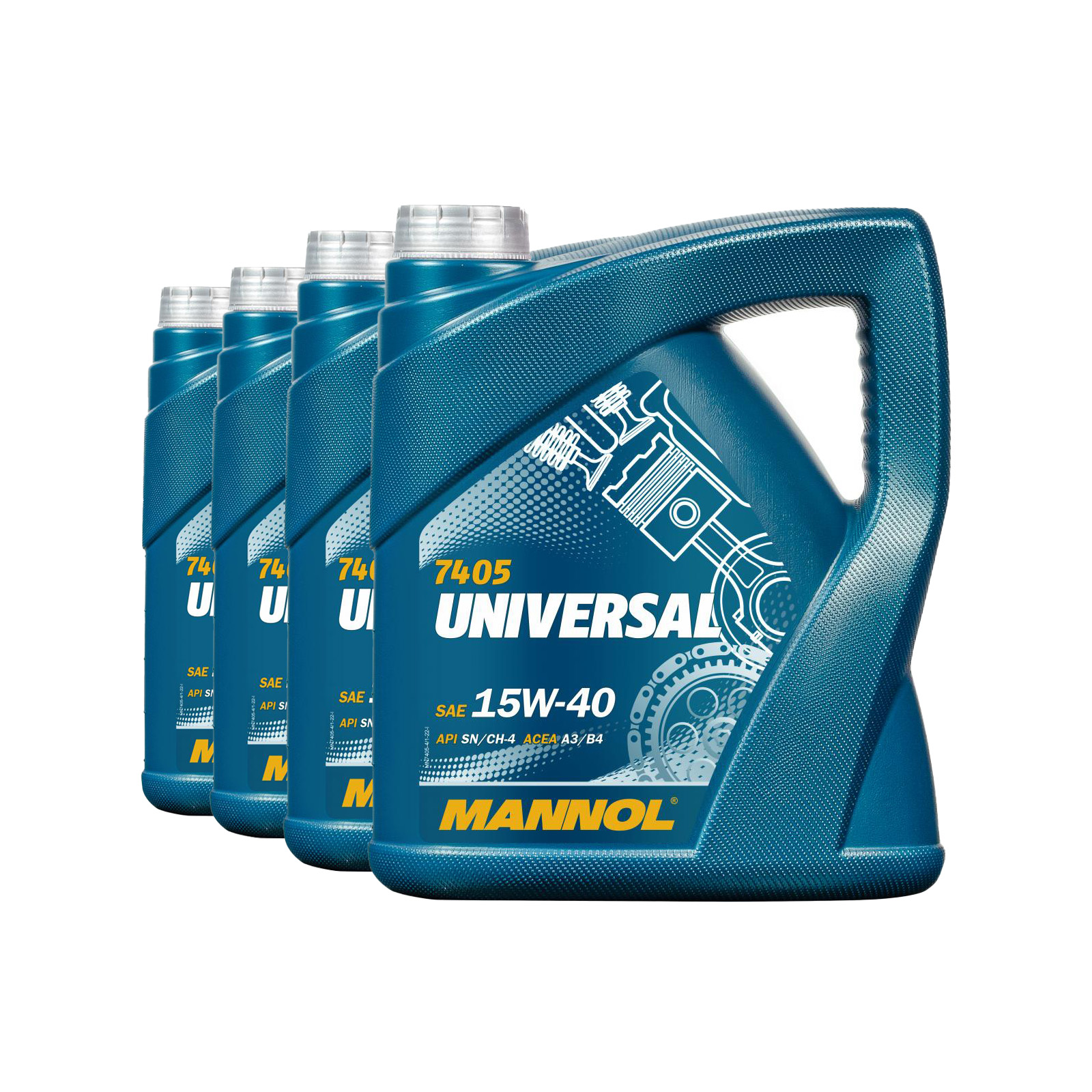 16 Liter (4x4) MANNOL Universal 15W-40 API SN CH-4 Motoröl für Diesel Benzin Motoren 16 Liter (4x4) MANNOL Universal 15W-40 API SN CH-4 Motoröl für Diesel Benzin Motoren