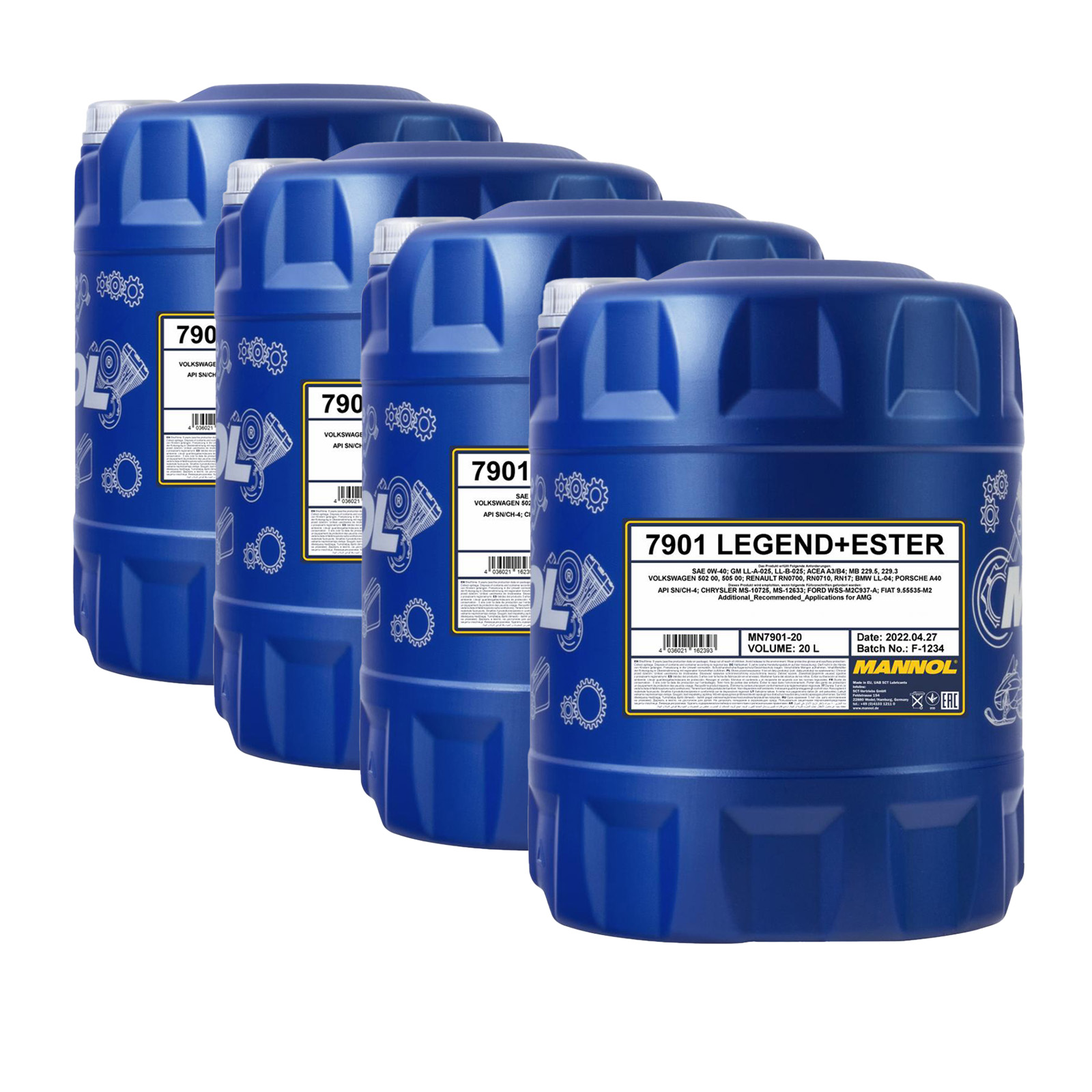 80 Liter (4x20) MANNOL Legend Ester 0W-40 7901 SN/CH-4 ACEA A3/B4 Motoröl 