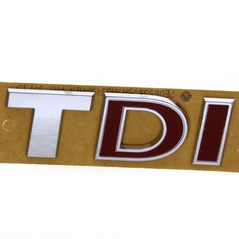 Original VW Emblem TDI 7E0853675A 78mm Volkswagen Schriftzug Chrom Rot