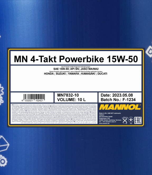 40 Liter (4x10) MANNOL 4-Takt Powerbike 15W-50 7832 Motorradöl JASO MA/MA2