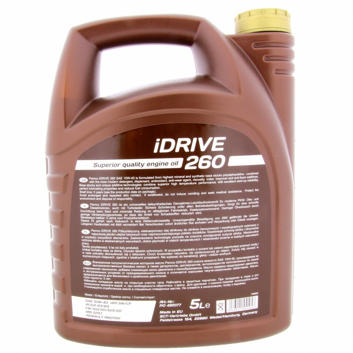 20 Liter (4x5) PEMCO SAE 10W-40 iDrive 260 Motoröl - Classic Motorenöl Schmierung