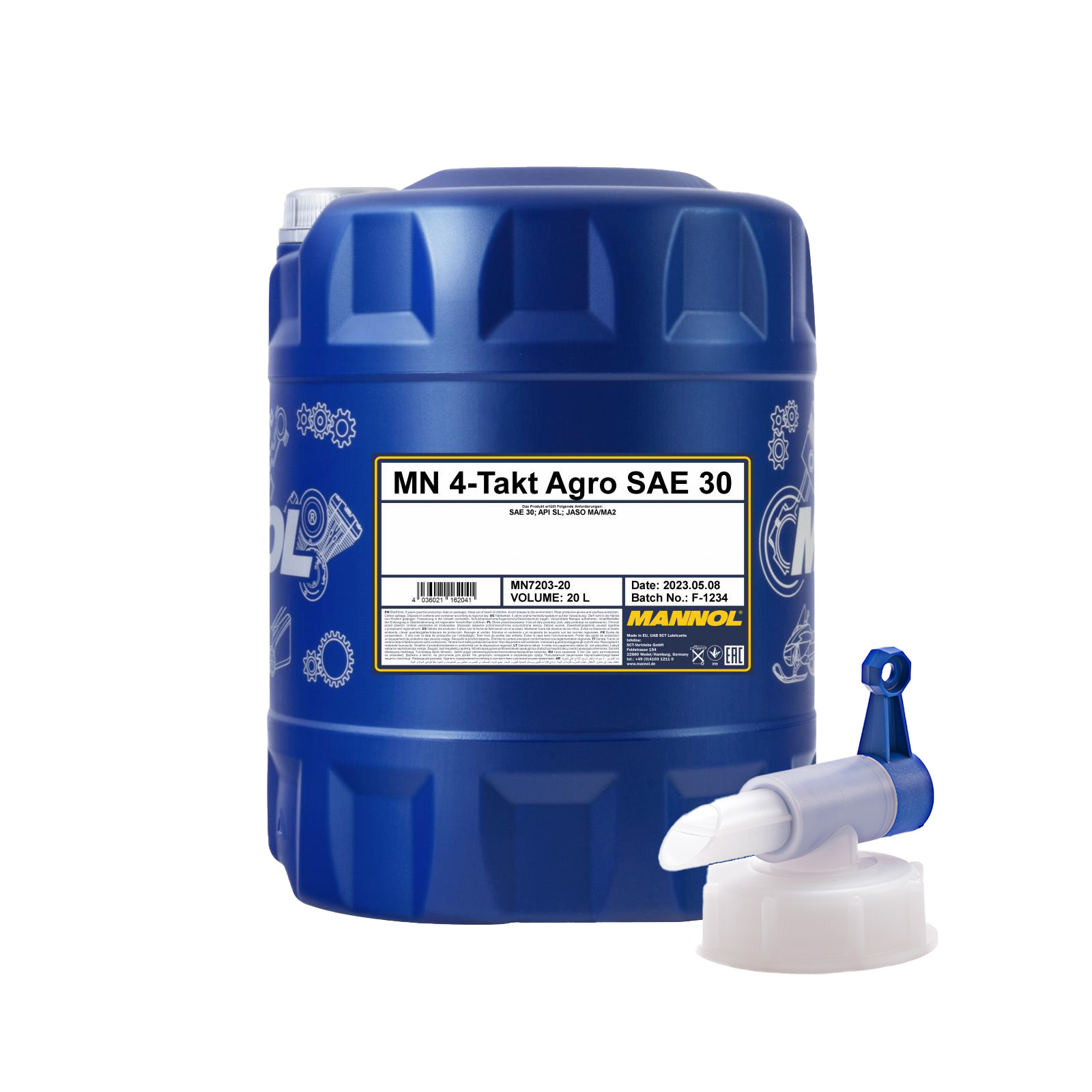 20 Liter MANNOL 4-Takt Agro 7203 SAE 30 API SL Motoröl + 1x Ablasshahn 20 Liter MANNOL 4-Takt Agro 7203 SAE 30 API SL Motoröl + 1x Ablasshahn